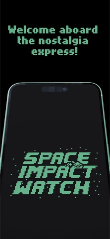 Space Impact Watch App Store screenshot on a 3D iPhone mockup